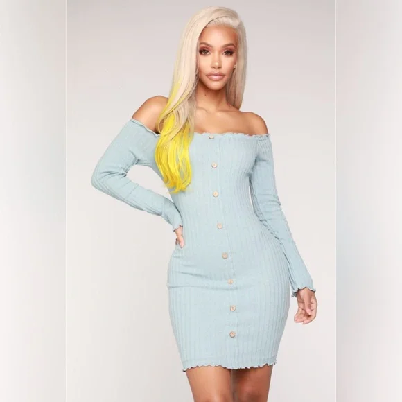 slim fit dress slacks Roslyn Off Shoulder Mini Dress main image 0